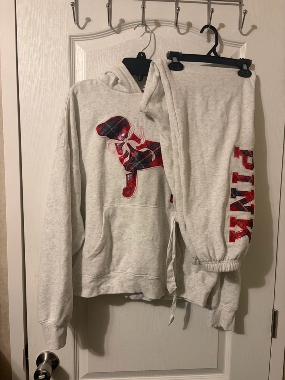 Love Pink Victoria Secret red pink and Ivory sequin 2025 limited edition sweats